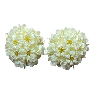 Vintage Pale Yellow Flower Clip Earrings Plastic 1950-1960s